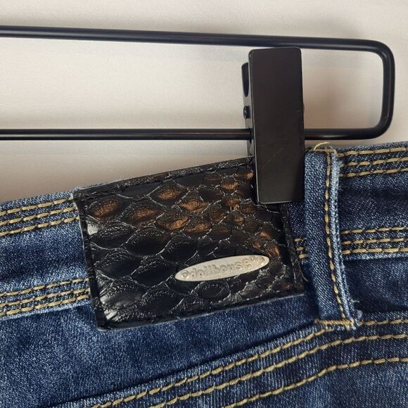 Dollhouse Boot Cut Flare Embellished Low Rise Jeans Size 9 Stretch Thick Stitch - Picture 5 of 12